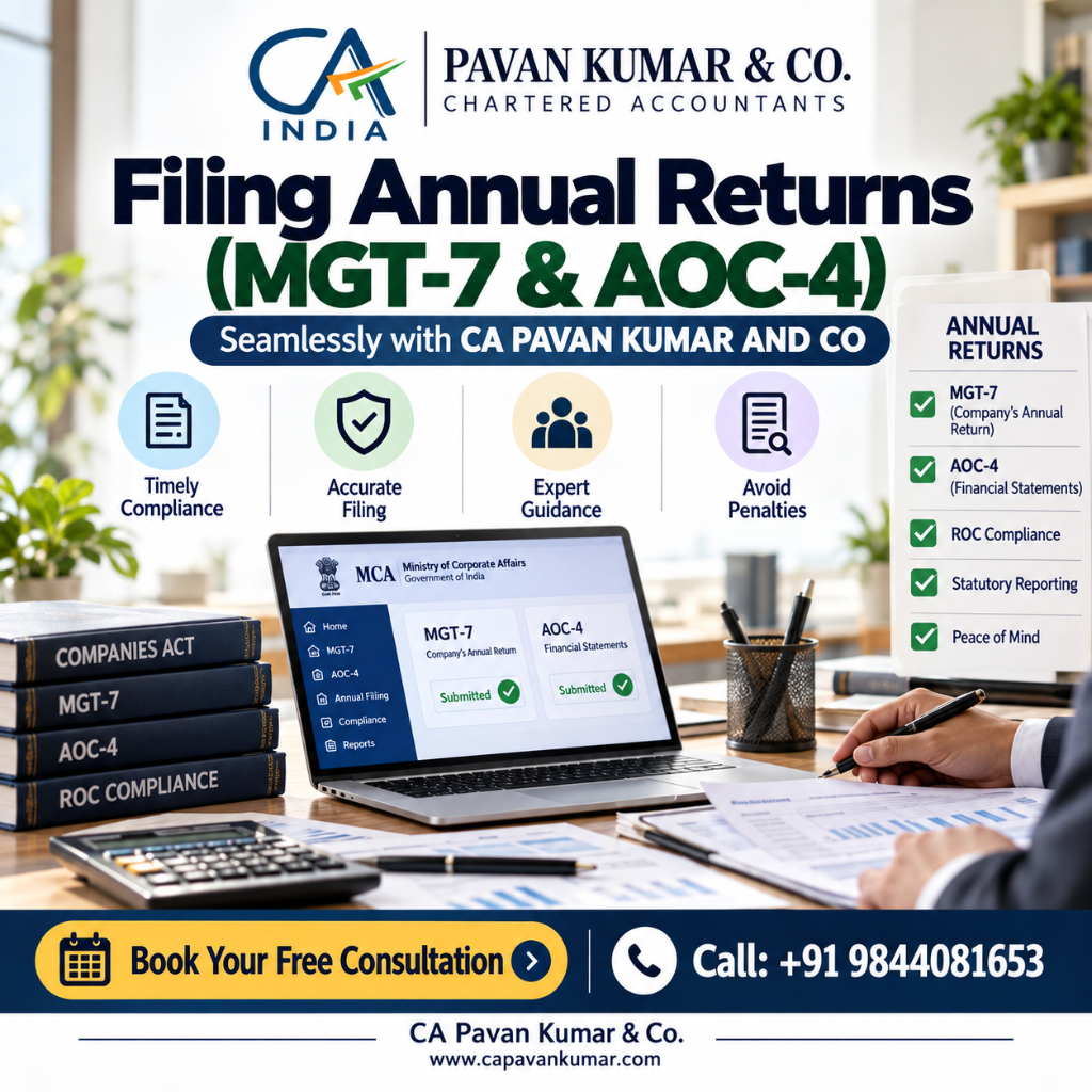 annual return filing (mgt 7 & aoc 4) – roc compliance ca pavan kumar & co.